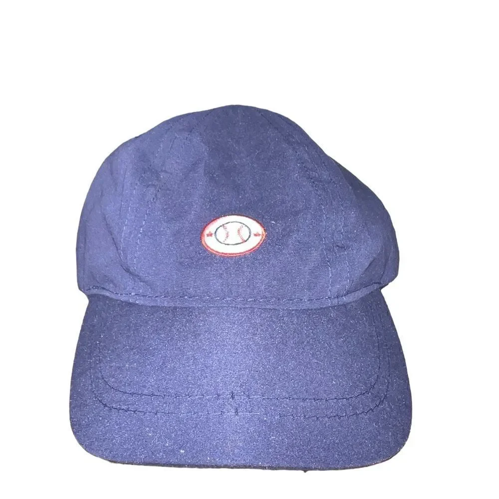 Youth navy blue baseball hat with baseball embroidered in front‎